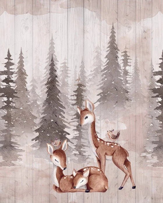 Papier peint chambre enfant douces biches