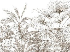 Papier peint tropical gravure monochrome
