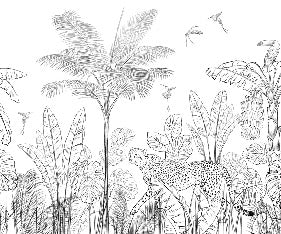 Papier peint jungle noir et blanc léopard