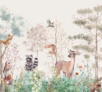 Papier peint chambre enfant nature magique beige