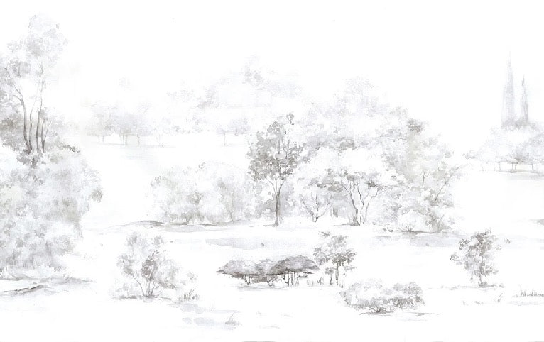 Papier peint forêt de pin aquarelle