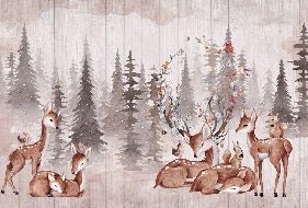 Papier peint chambre enfant douces biches