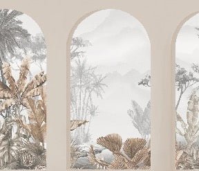 Papier peint arches tropicales sépia