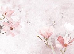 Papier peint aquarelle magnolia rose