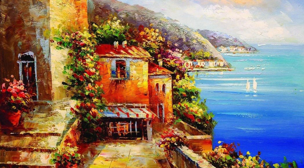 Papier peint village bord de mer