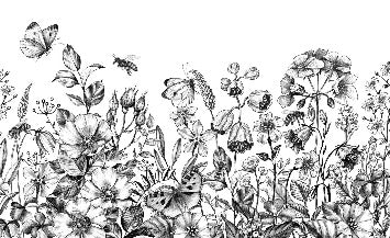 Papier peint champêtre fleur