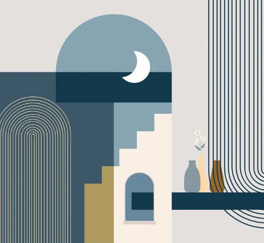 Papier peint arche bleu graphique