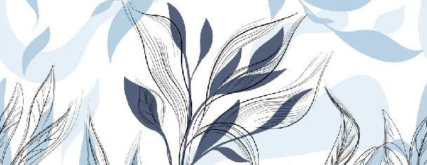 Papier peint fleur graphique bleu