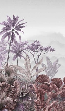Papier peint toilette tendance tropical violet