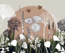 Papier peint toilette illustration florale
