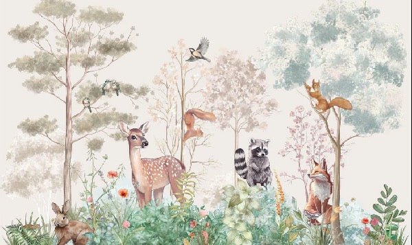 Papier peint chambre enfant nature magique beige