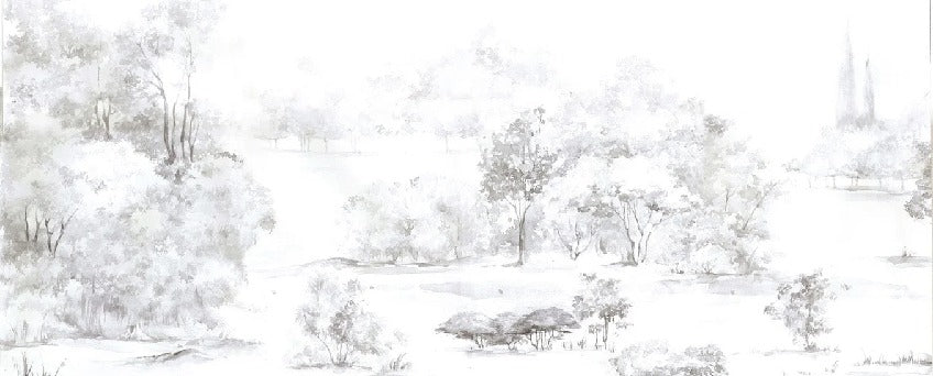 Papier peint forêt de pin aquarelle