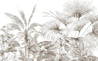 Papier peint tropical gravure monochrome