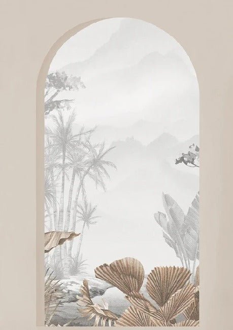 Papier peint arches tropicales sépia