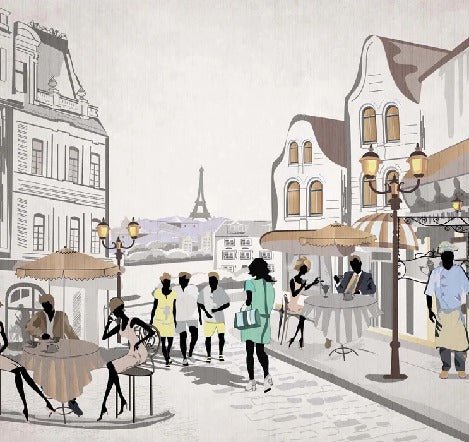 Papier peint français Paris café en terrasse