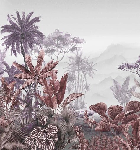 Papier peint toilette tendance tropical violet