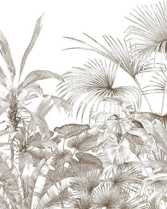 Papier peint tropical gravure monochrome