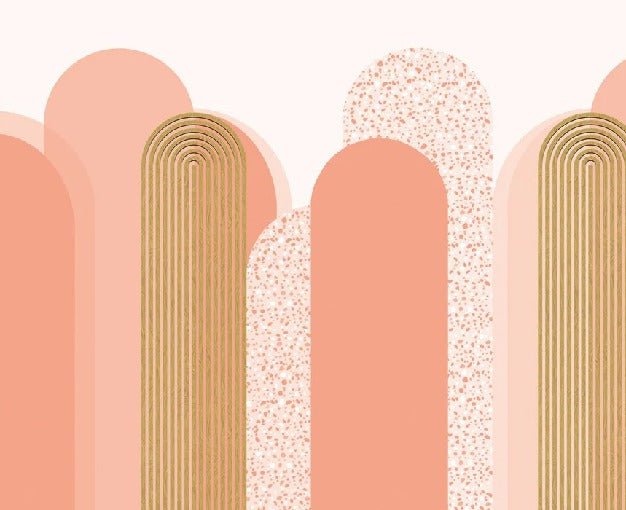 Papier peint Art déco graphique tendance rosé
