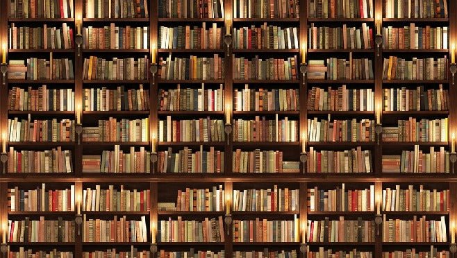 Papier peint trompe l'oeil Authentique Bibliothèque