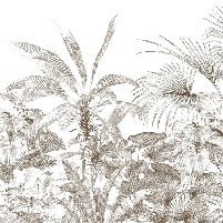 Papier peint tropical gravure monochrome