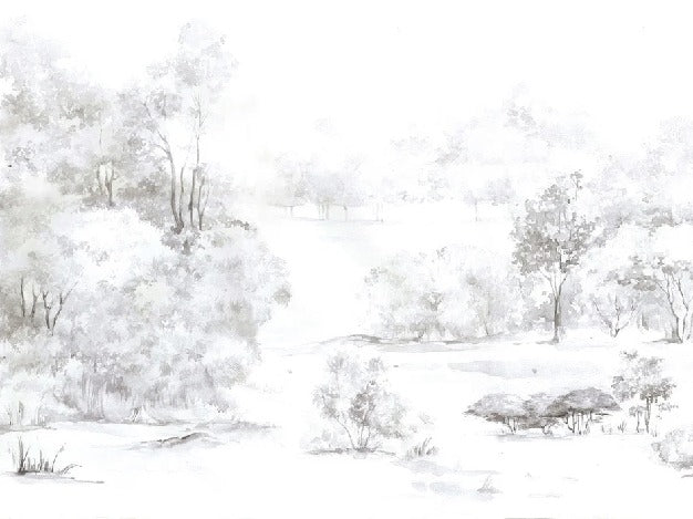 Papier peint forêt de pin aquarelle