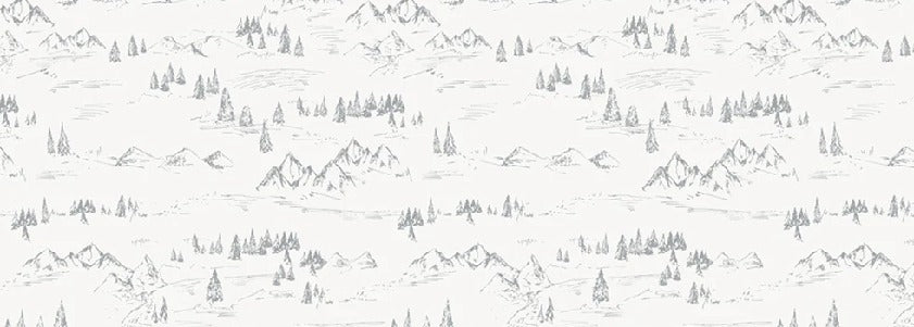 Papier peint illustration montagne et sapin, XXL, tendance