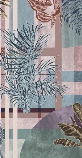 Papier peint geometric palms rose