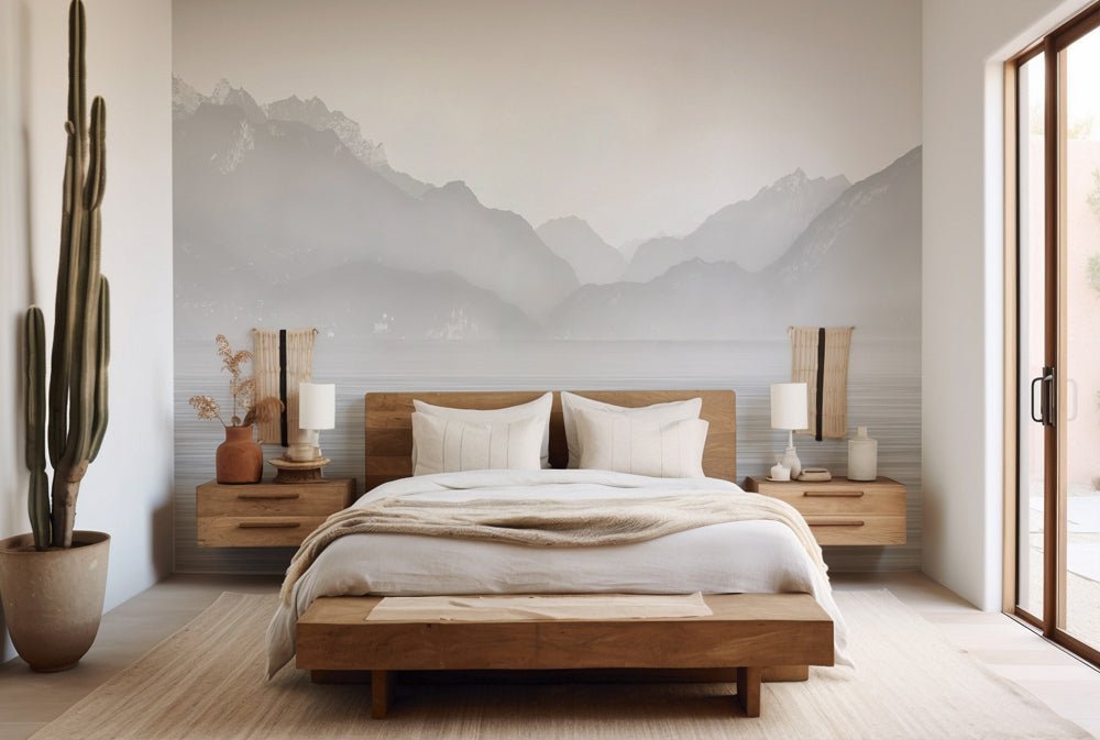 Papier peint Annecy et son lac paisible noir et blanc, mural concept, tendance