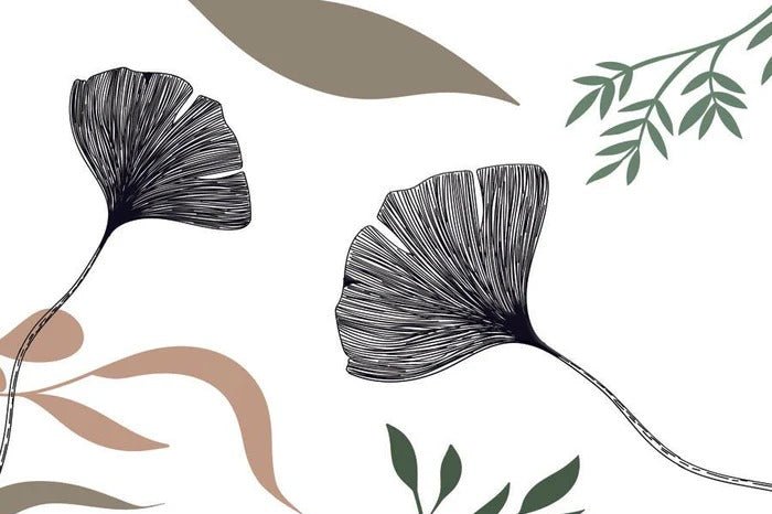 Papier peint ginkgo artiste floral