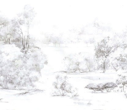 Papier peint forêt de pin aquarelle