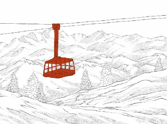 Papier peint La Plagne télécabine rouge