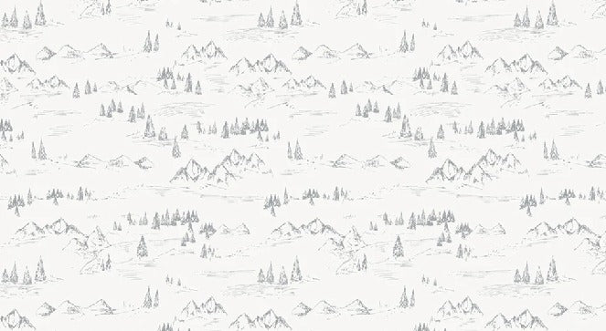 Papier peint illustration montagne et sapin