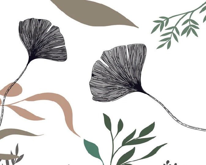 Papier peint ginkgo artiste floral