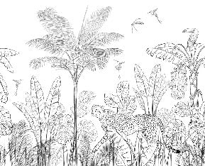 Papier peint jungle noir et blanc léopard