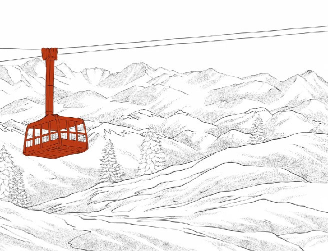 Papier peint La Plagne télécabine rouge
