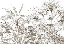 Papier peint tropical gravure monochrome