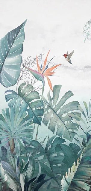 Papier peint jungle bleu marbre