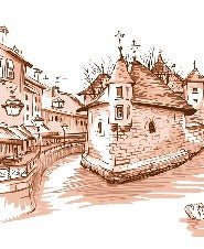 Papier peint Venise des Alpes terracotta