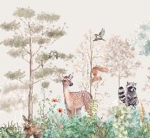 Papier peint chambre enfant nature magique beige