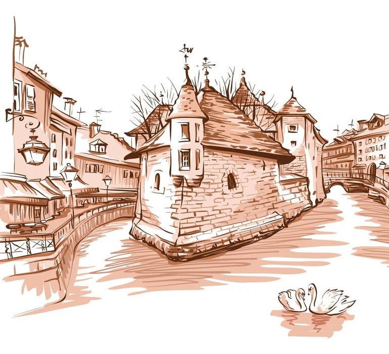 Papier peint Venise des Alpes terracotta