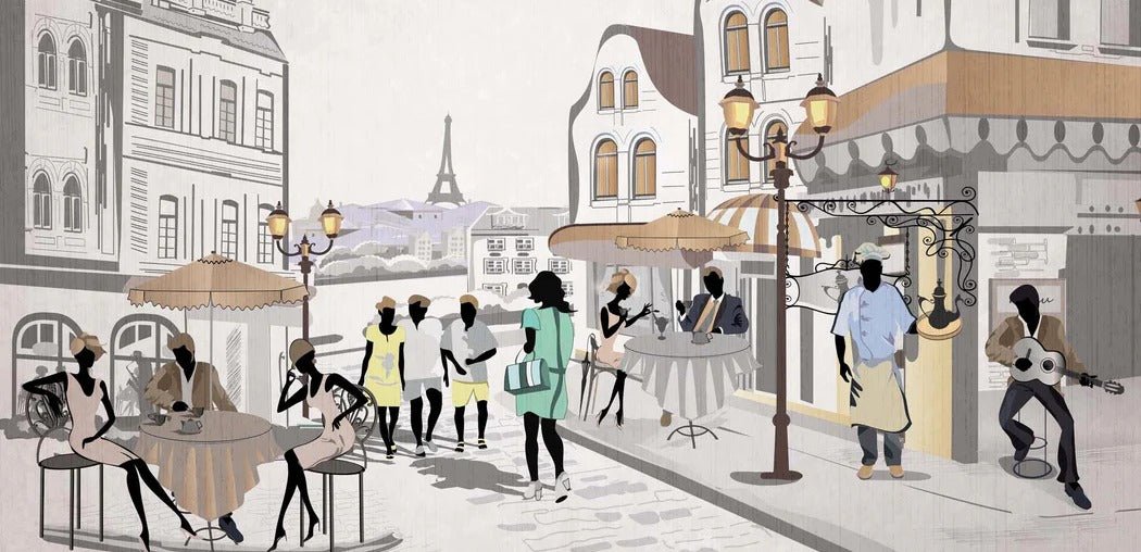 Papier peint français Paris café en terrasse