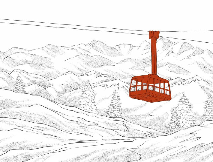 Papier peint La Plagne télécabine rouge