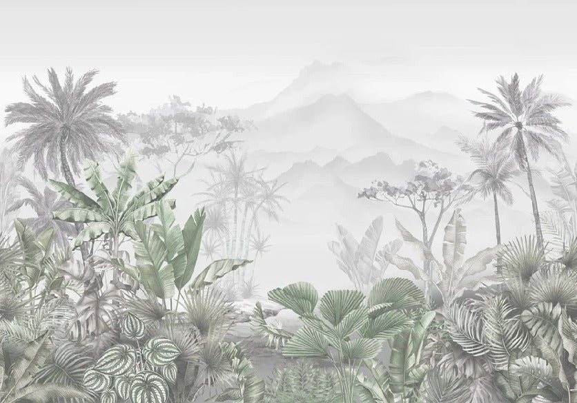 Papier peint tendance tropical vert