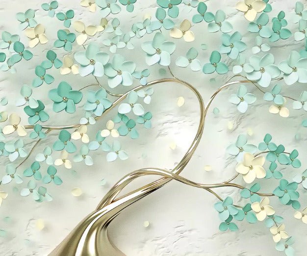 Papier peint Tree 3D Vert Gold