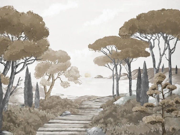 Papier peint balade dans les calanques brun