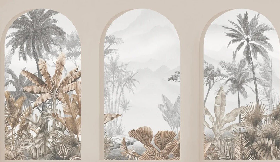 Papier peint arches tropicales sépia