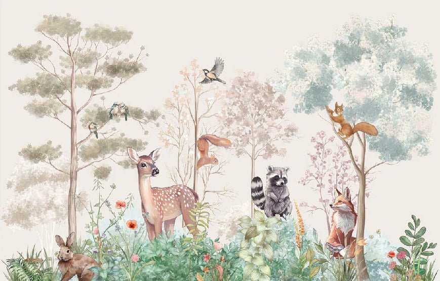 Papier peint chambre enfant nature magique beige
