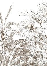 Papier peint tropical gravure monochrome