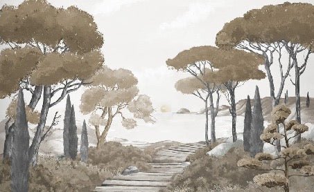 Papier peint balade dans les calanques brun