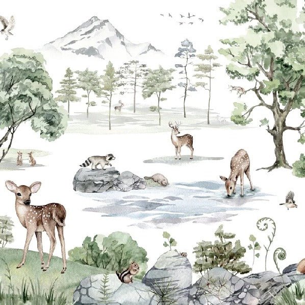 Papier peint animaux prairie enneigée